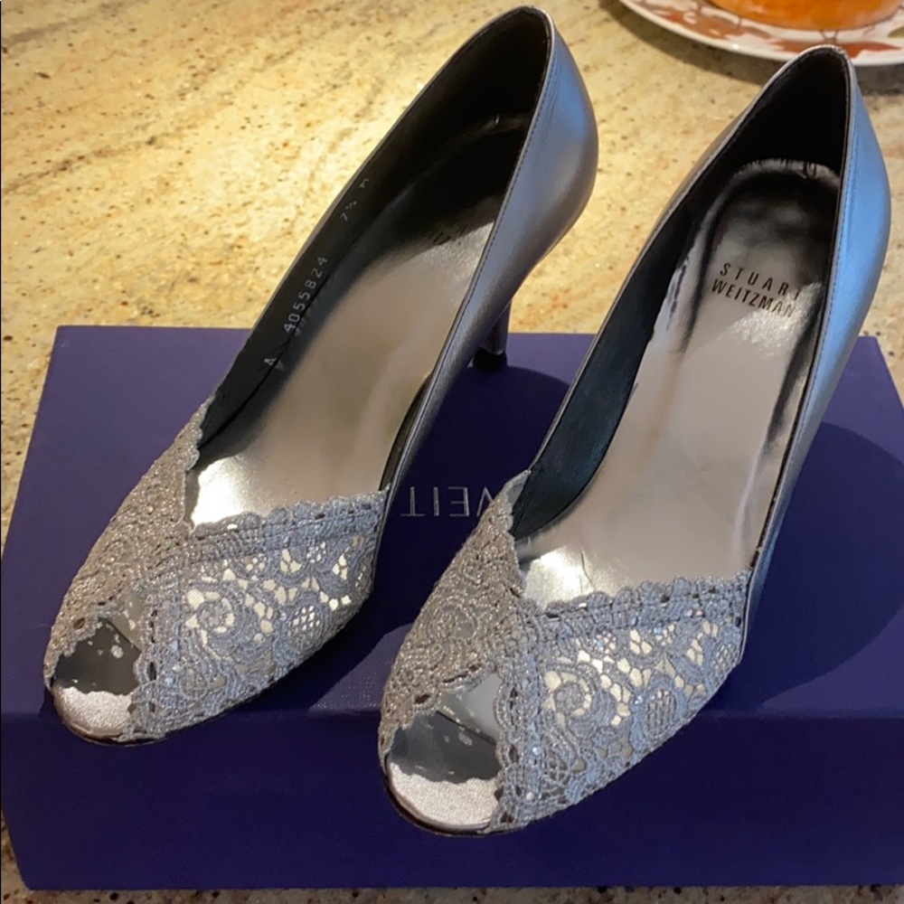Stuart Weitzman silver dress heels size 7.5